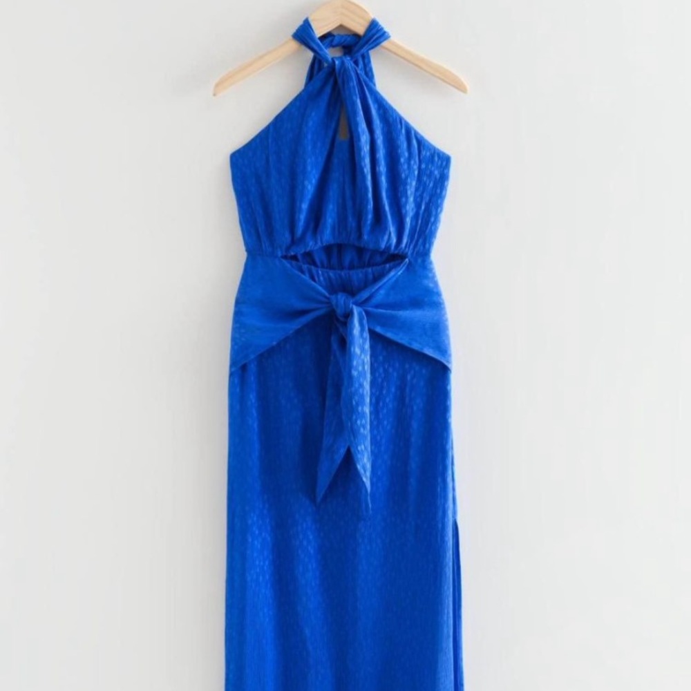 & Other Stories Blue Halter Midi Dress